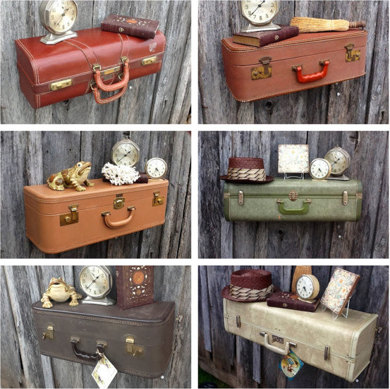 Upcycled Suitcase Luggage Wall Shelf by The Cherry Chic