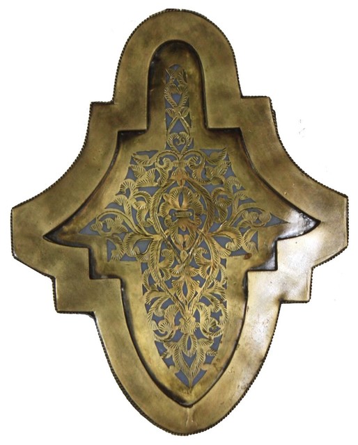 Small Moroccan Brass and Silver Wall Sconces, Brass