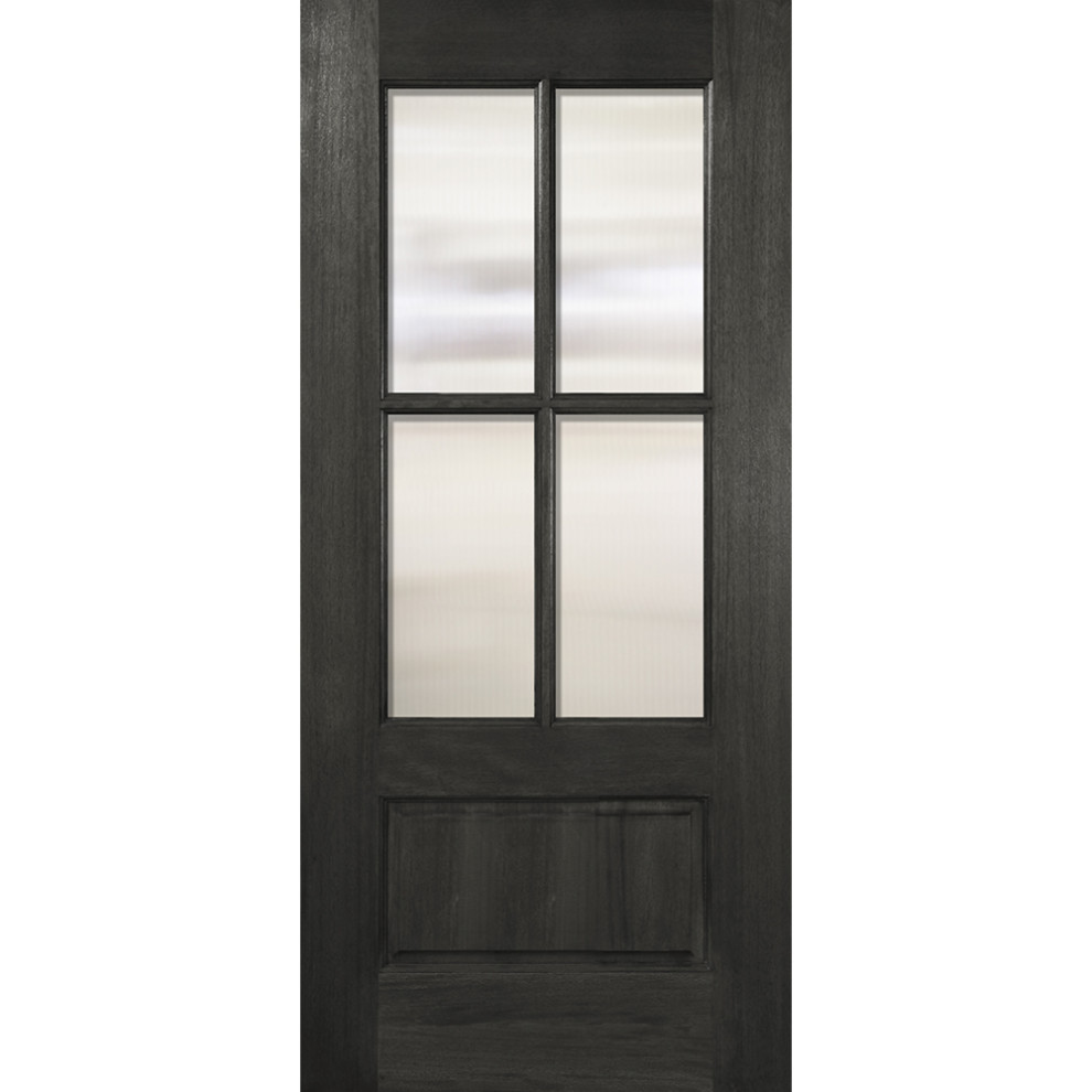 4 Lite TDL Wood Door, Charcoal, Left Hand Inswing