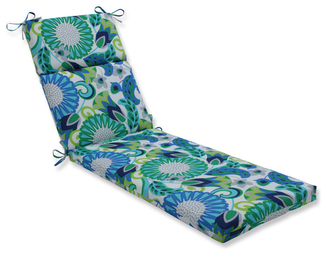 Outdoor/Indoor Sophia Turquoise/Green Chaise Lounge Cushion