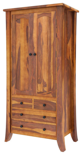 Georgia Modern Solid Wood Wardrobe Clothing Armoire Closet with 4 Drawers -  Rustic - Armoires And Wardrobes - by Sierra Living Concepts | Houzz
