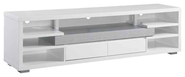 Floyd Modern Faux Crocodile Leatherette 70 Tv Console White And Floyd Modern Faux Crocodile Leatherette 70 Tv Console White And Silver