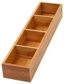 4 Compartment Bamboo Drawer Organizer Box Modern Kitchen
