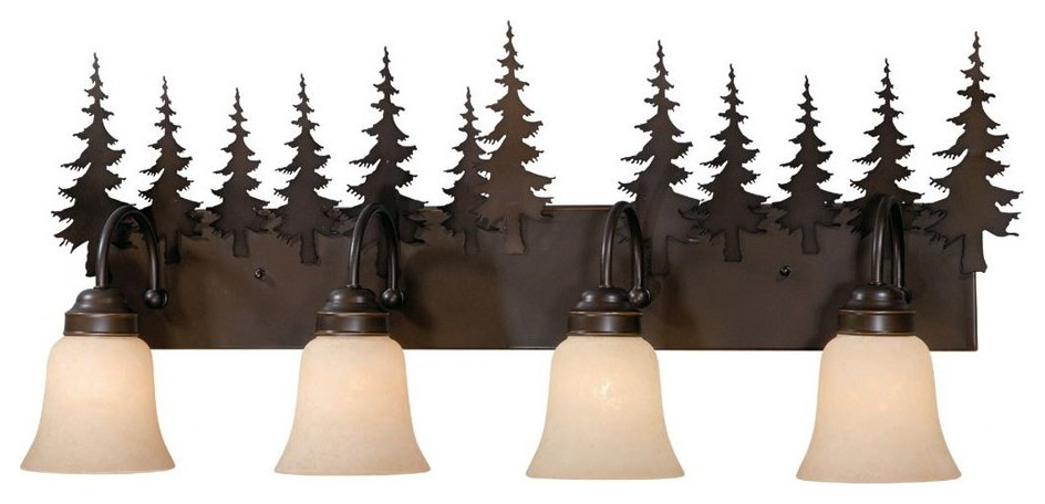Vaxcel - Yosemite 4-Light Bathroom Light in Rustic Style 14 Inches Tall and 33