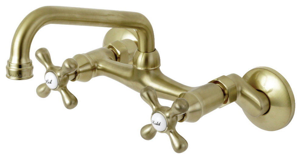 KS213SB Magellan 6" Adjustable Center Wall Mount Kitchen Faucet, Brushed Brass