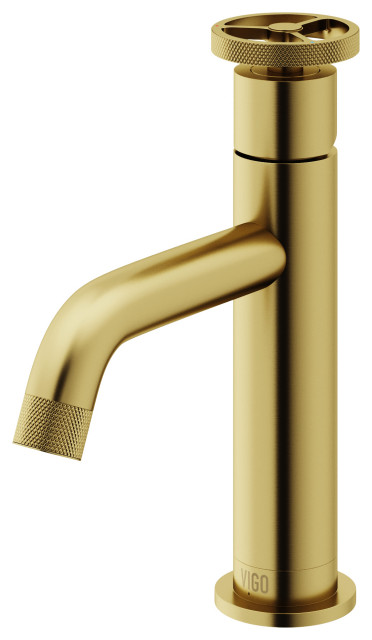 VIGO Cass Single Handle Single-Hole Bathroom Faucet, Matte Brushed Gold
