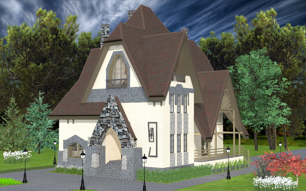 Кирпичный коттедж в 4 этажа