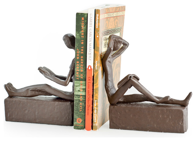 Man and Woman Reading Metal Bookend Set - Contemporary - Bookends - by ...