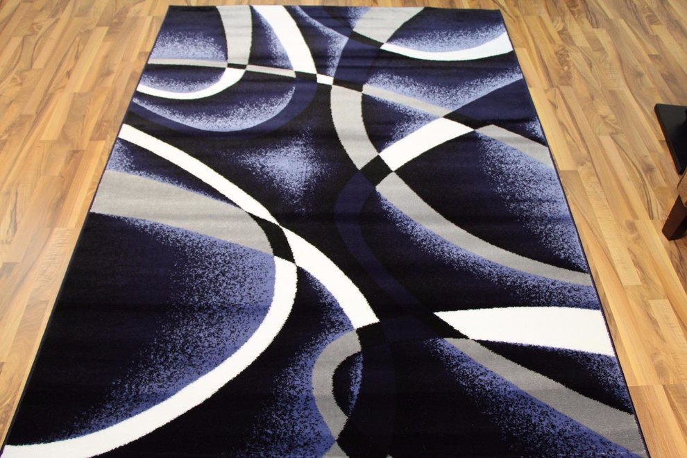 Luxe Weavers Abstract Modern Area Rug, Navy, 6'5"x9'2"