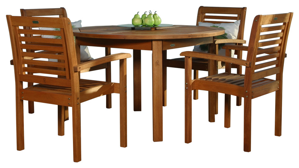 Amazonia Milano 5Piece Round Patio Dining Set Eucalyptus Wood