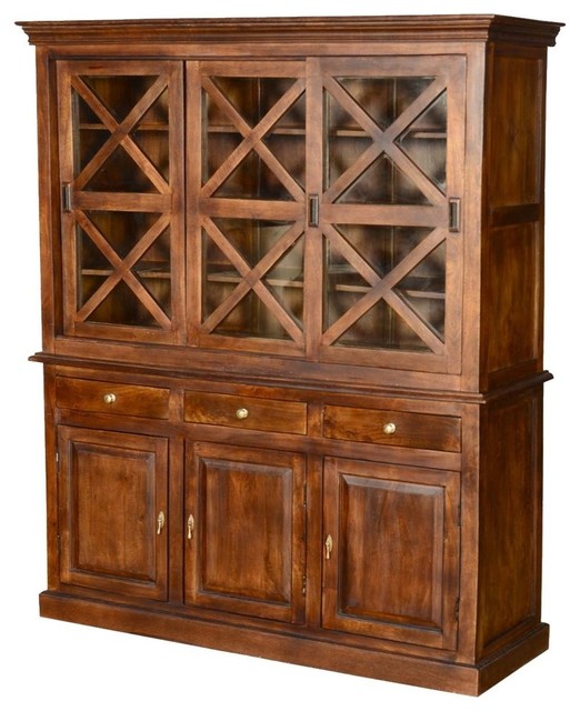Pennsylvania Dutch Mango Wood Breakfront Sliding Door Dining Hutch Pennsylvania Dutch Mango Wood Breakfront Sliding Door Dining Hutch Traditional China Cabinets And Hutches By Sierra Living Concepts