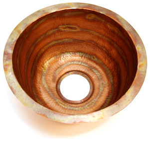 Round Bar Copper Sink Undermount Or Drop In, With Solid Copper Drain