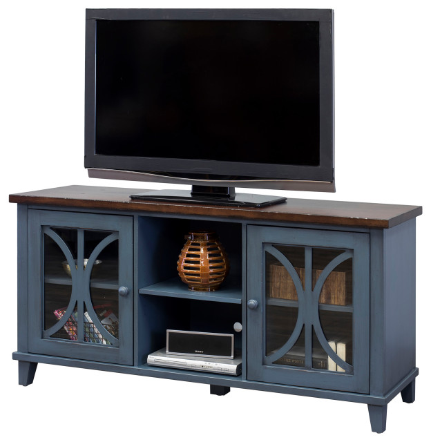 Martin Furniture 60" Console Fully Assembled Rich Denim Blue Transitional Entertainment