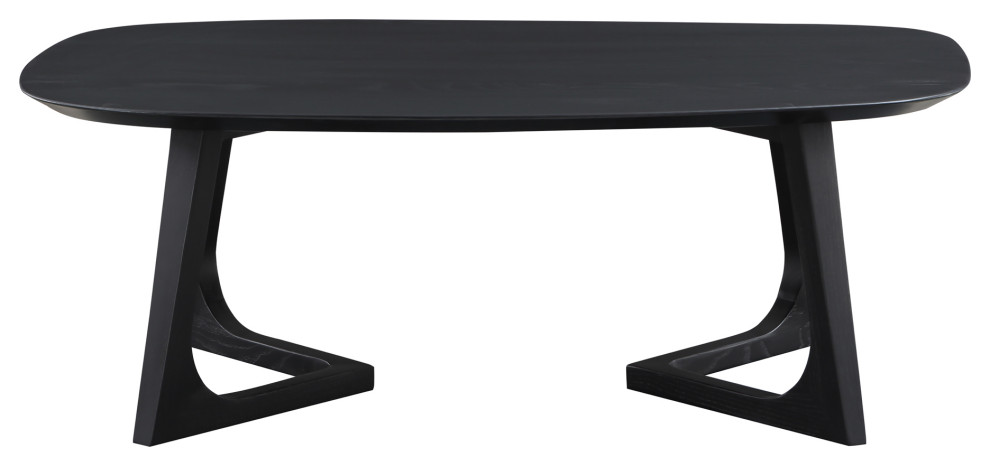 Gaven Oval Black Walnut Mid-Century Modern Coffee Table