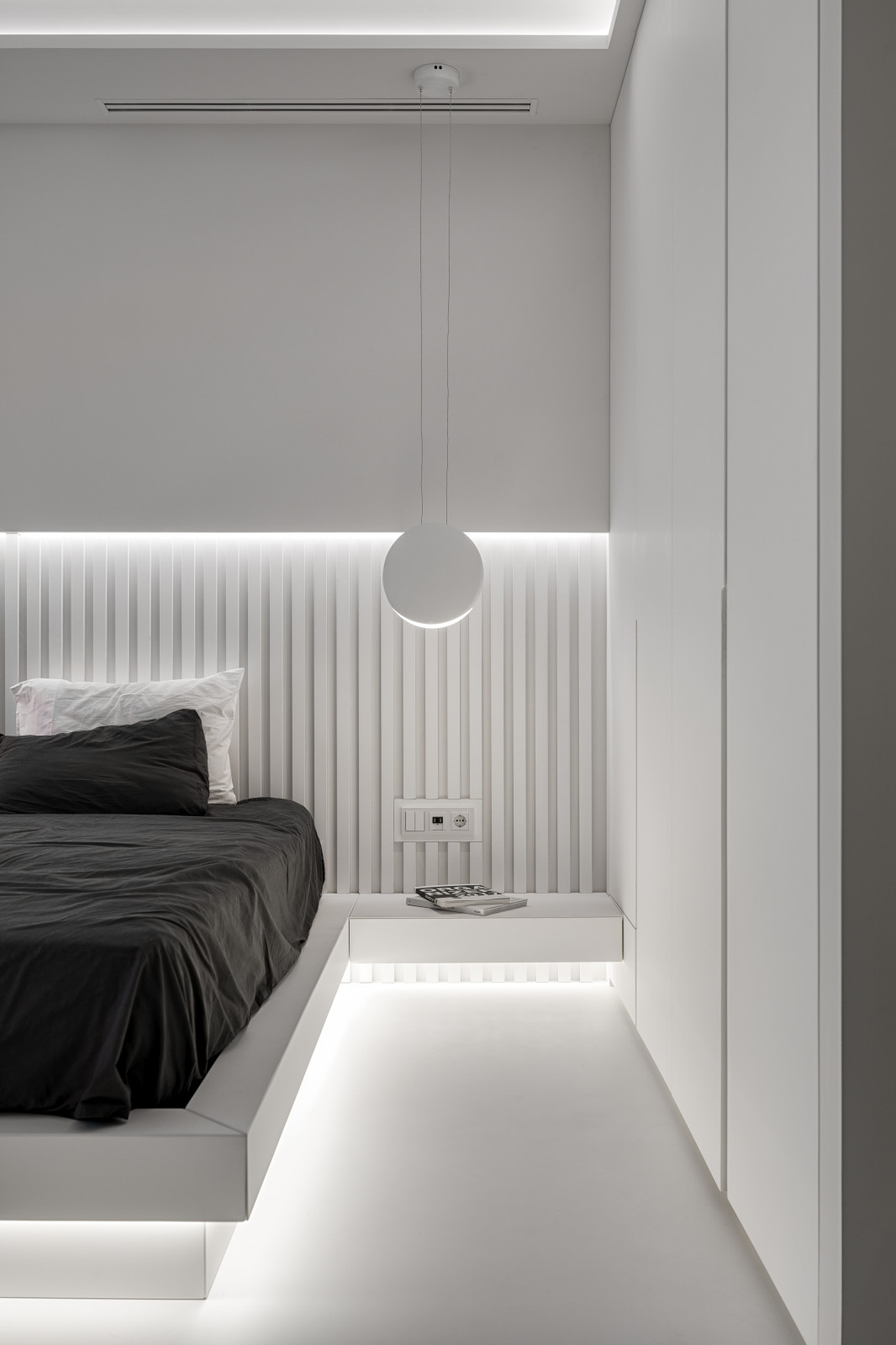 Stylish monochromatic white penthouse