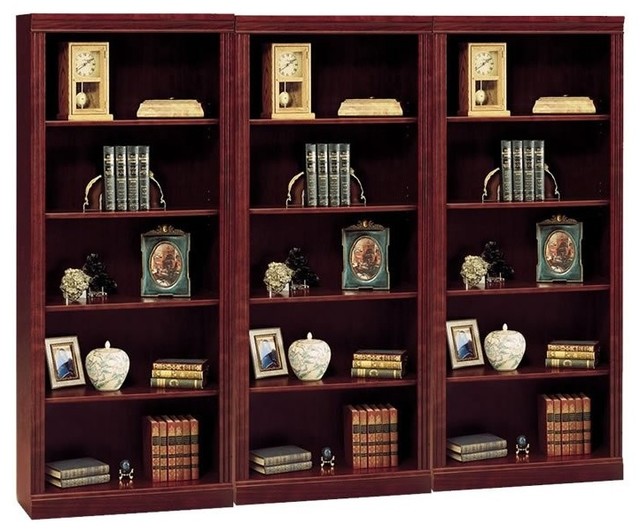 Bush Furniture Saratoga 5 Shelf Wall Bookcase in Harvest Cherry Traditional Bookcases by