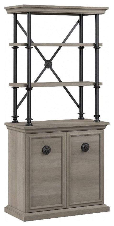 Coliseum Designer Bookcase with Doors in Driftwood Gray - Engineered Wood