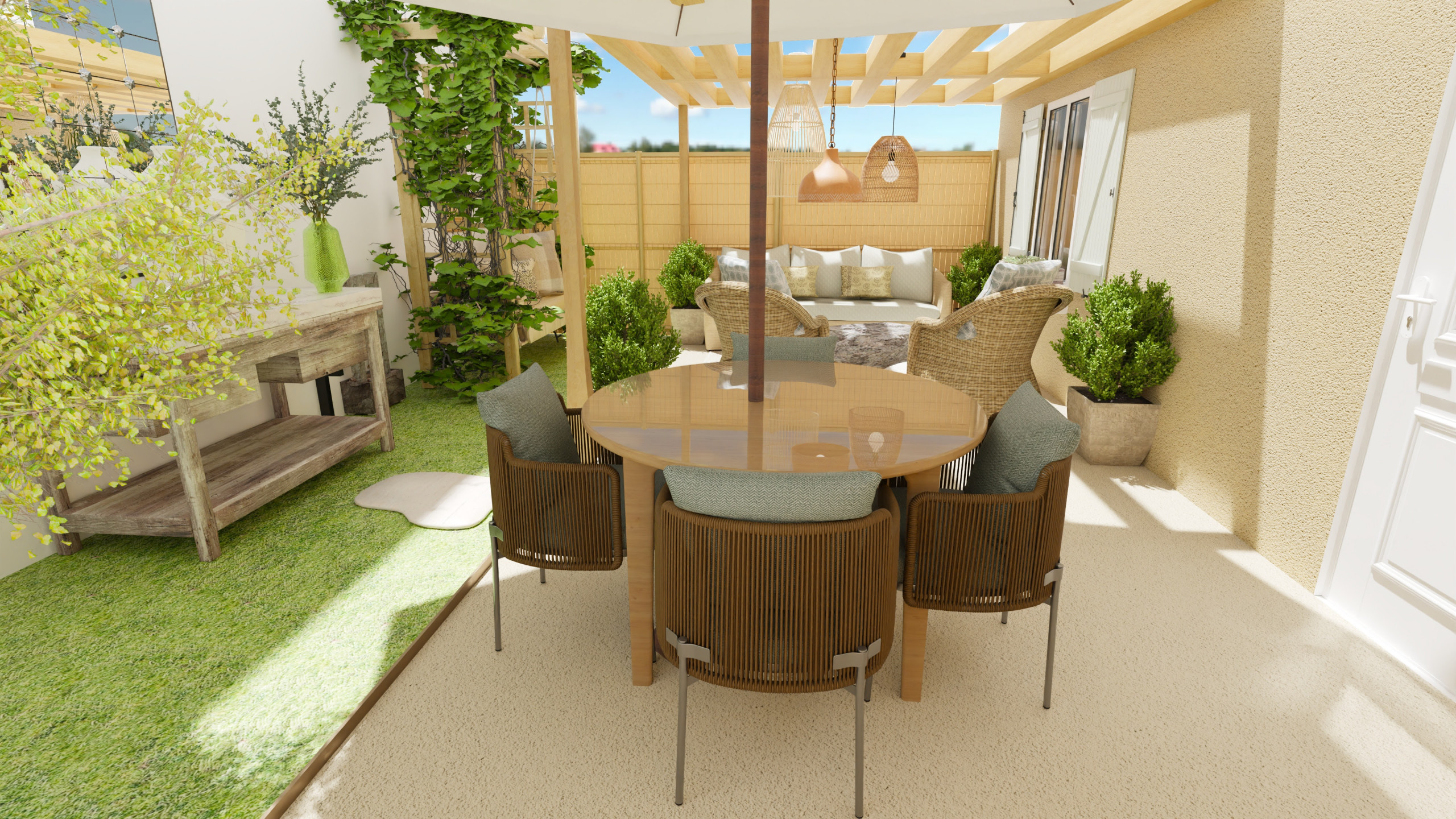 Aménagement et décoration d’une terrasse en Puisaye (Yonne)