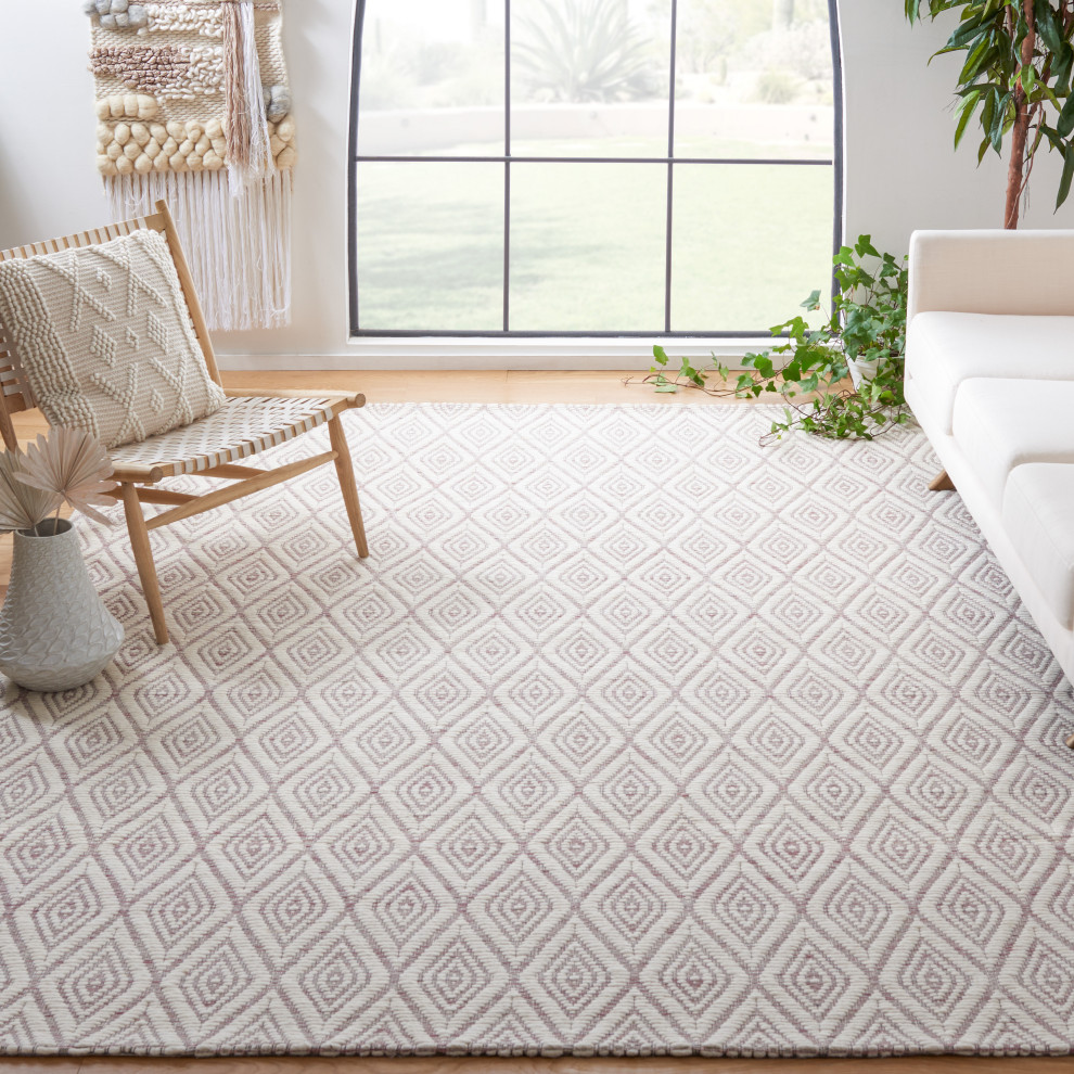 Safavieh Marbella Mrb308U Geometric Rug, Dark Pink/Ivory, 2'3"x8' Runner Scandinavian Hall