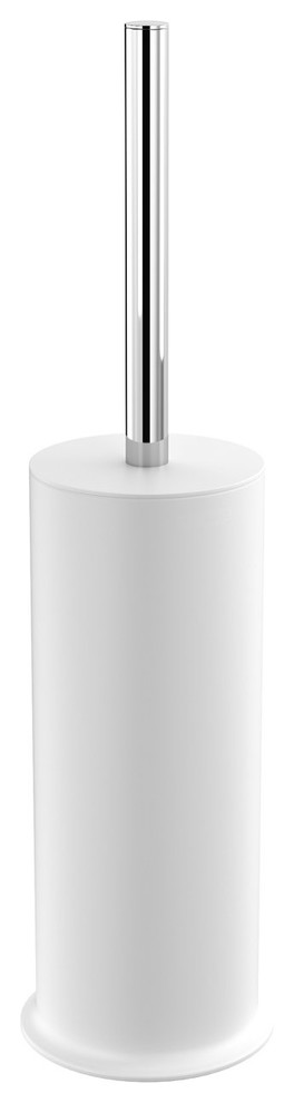 Susan Standing Toilet Brush Bowl Holder Stainless Steel Painted, White