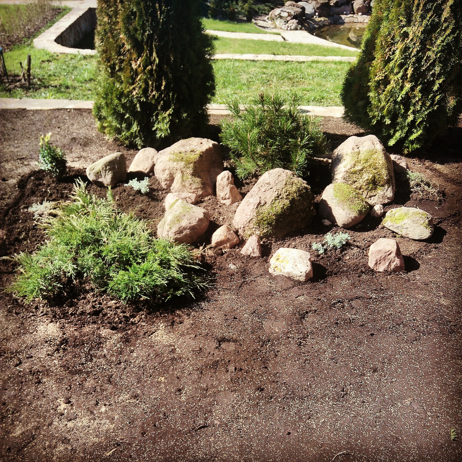 Реконструкция старых клумб, восстановление газонов