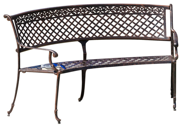 Gdf Studio Bainbridge Outdoor Antique Copper Cast Aluminum Bench