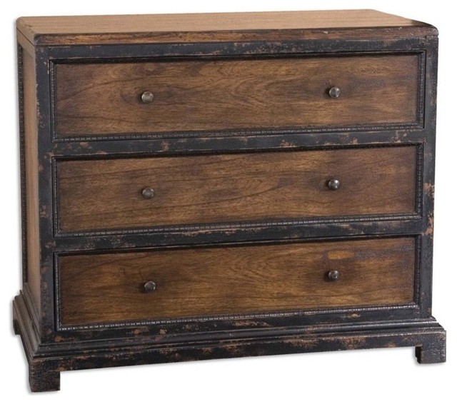 Luxe Dark Distressed Wood Chest Of Drawers Rustic Dressers