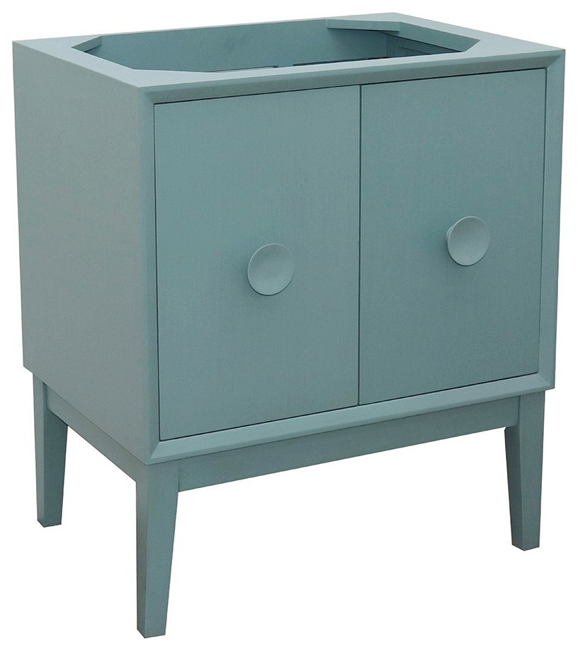 30" Single Vanity, Aqua Blue Finish Only Contemporary Bathroom Vanities And Sink