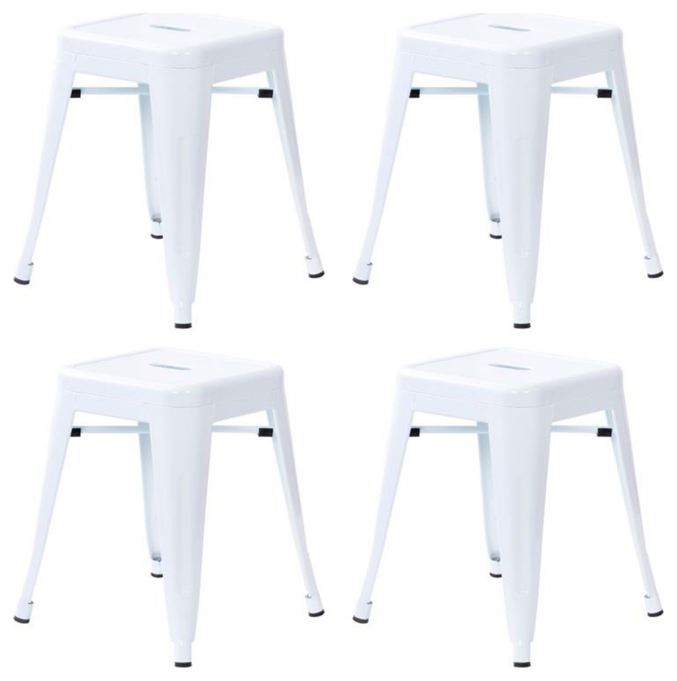 Indoor Table Height Stool, Stackable Metal Dining Stool Set of 4 Industrial Bar Stools And