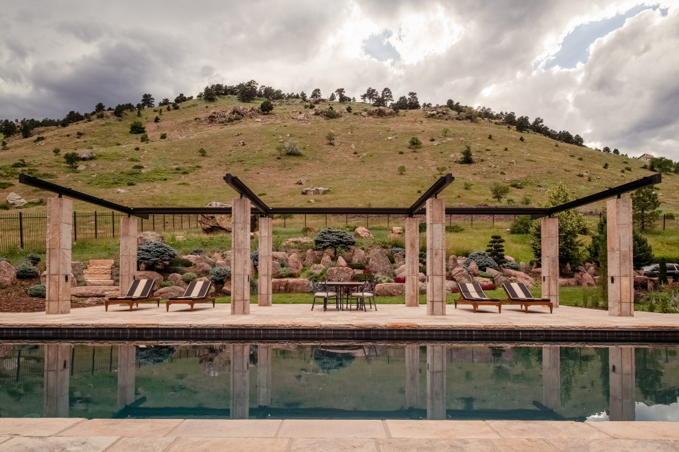 Inspiration for a contemporary rectangular pool remodel in Denver