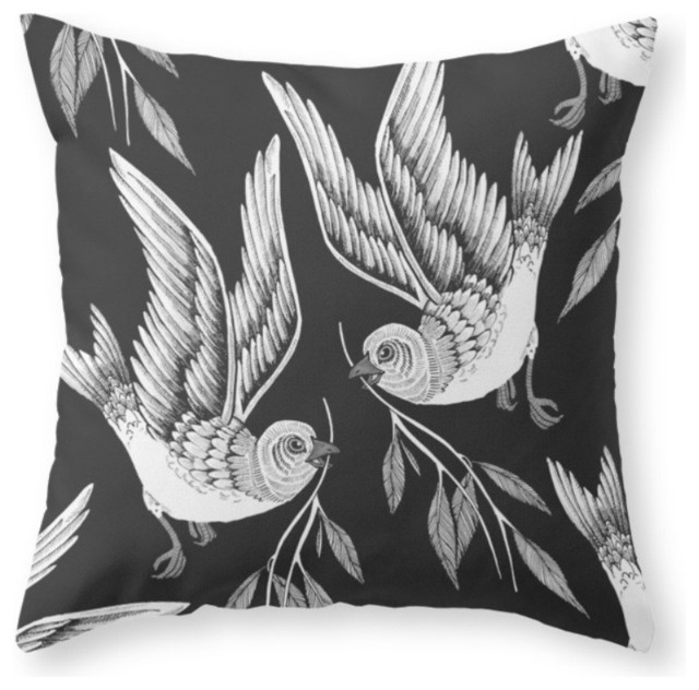 Miuotti Birds Throw Pillow - Contemporary - Decorative Pillows - by Society6