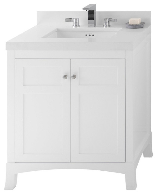 Ronbow Hampton Solid Wood 30" Vanity Base, White Transitional
