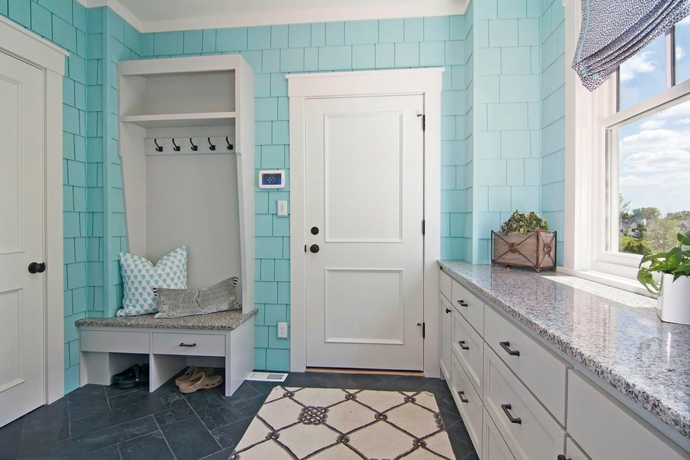 Transitional mudroom in Minneapolis.