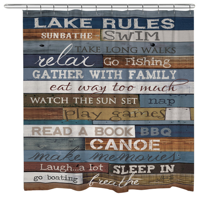 Lake Rules Shower Curtain - Beach Style - Shower Curtains - by Laural Home  | Houzz