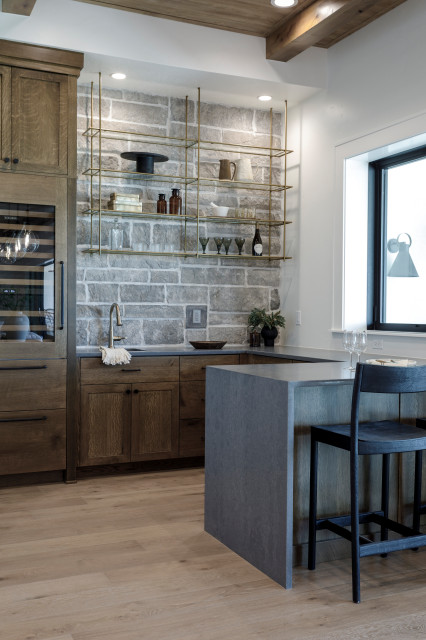Creekside- Custom 3/1 transitional-home-bar
