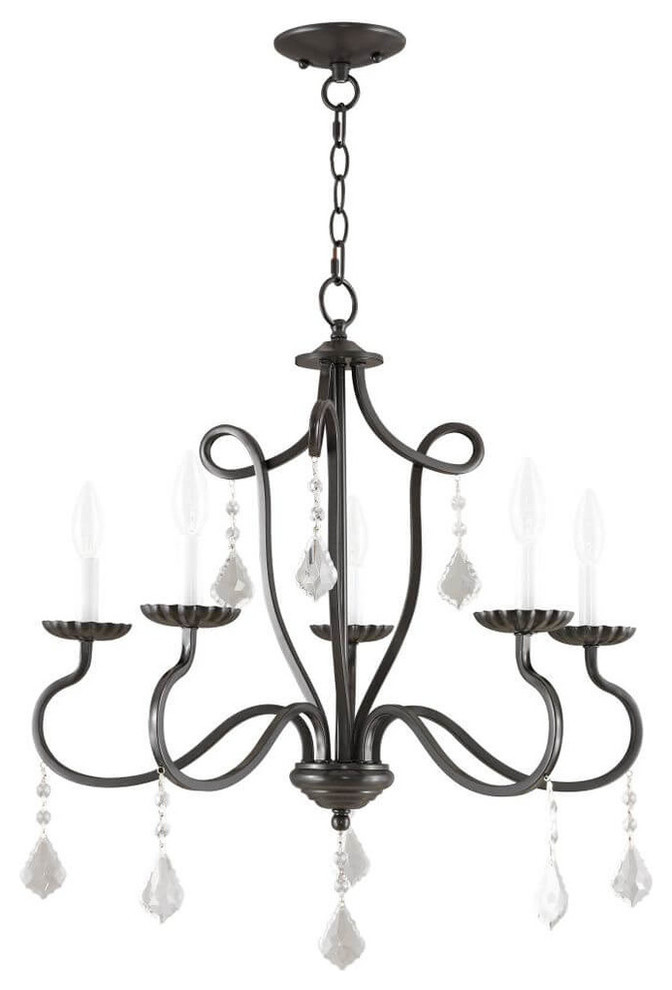 5Light Brushed Nickel Chandelier Traditional Chandeliers by