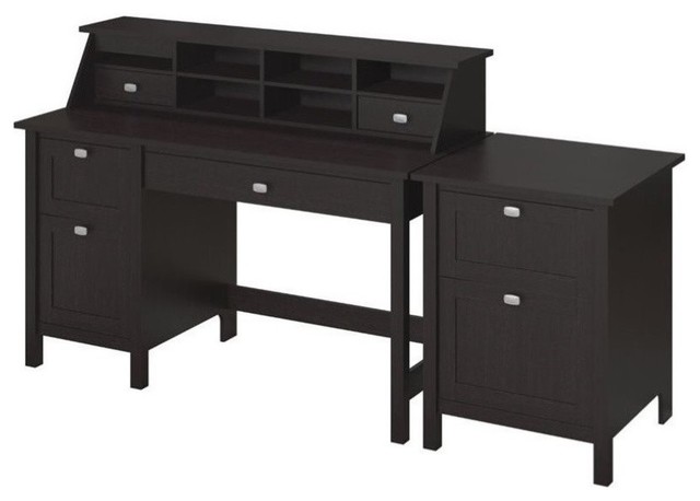 Pemberly Row Computer Desk With 2 Drawer File Cabinet Espresso Pemberly Row Computer Desk With 2