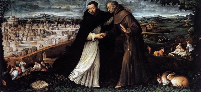 Angelo Lion St Dominic and St Francis, 14"x28" Premium Archival Print
