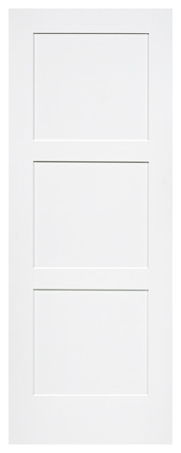 3-Panel Kimberly Bay Door, Interior Slab Shaker, White - Contemporary