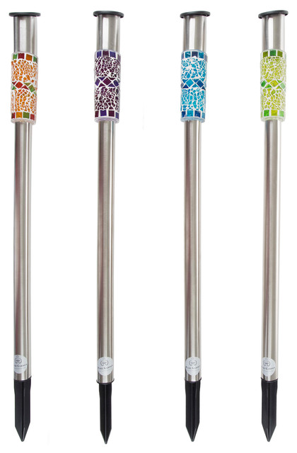 Pure Garden Solar Outdoor Led Light Stainless Steel Mosaic Column Contemporary Path Lights By Trademark Global - Pure Garden Led Solar Pathway Lights Pure Garden Solar Outdoor Led Light Stainless Steel Mosaic Column Contemporary Path Lights By Trademark Global - Pure Garden Led Solar Pathway Lights