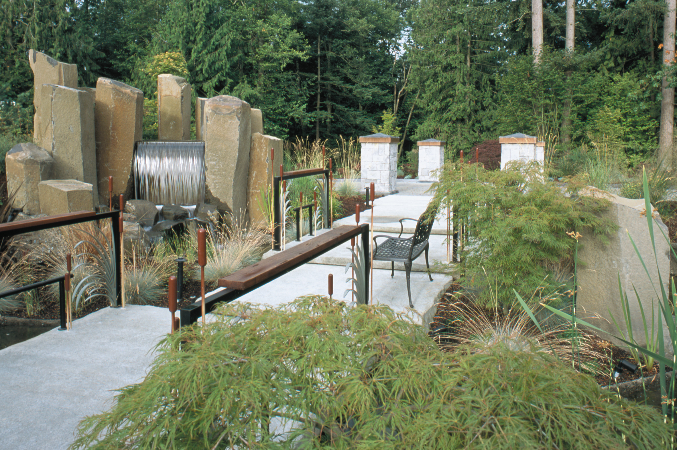 Entry water feature: inspired by Eastern Washington Basalt calderas