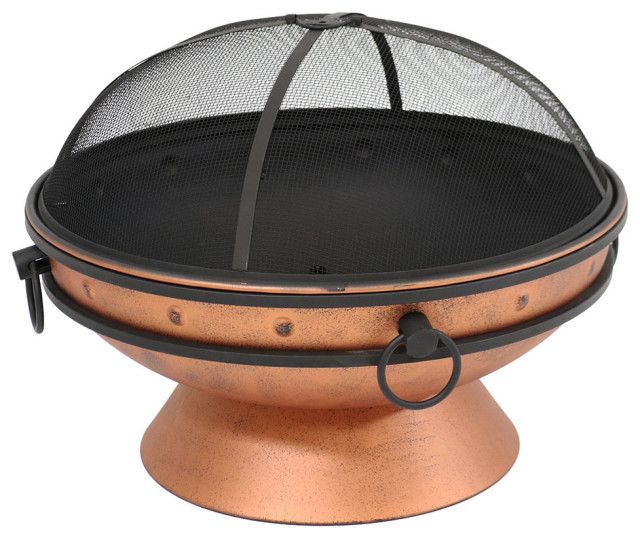 Sunnydaze Royal Cauldron Copper Fire Pit With Handles And Spark