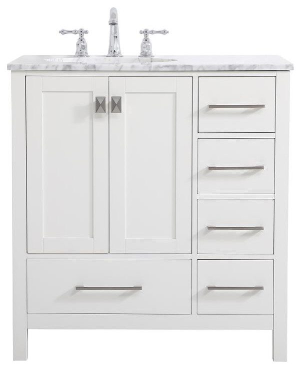 Grey 32" Single Sink Bathroom Vanity Transitional Bathroom Vanities And Sink Consoles by