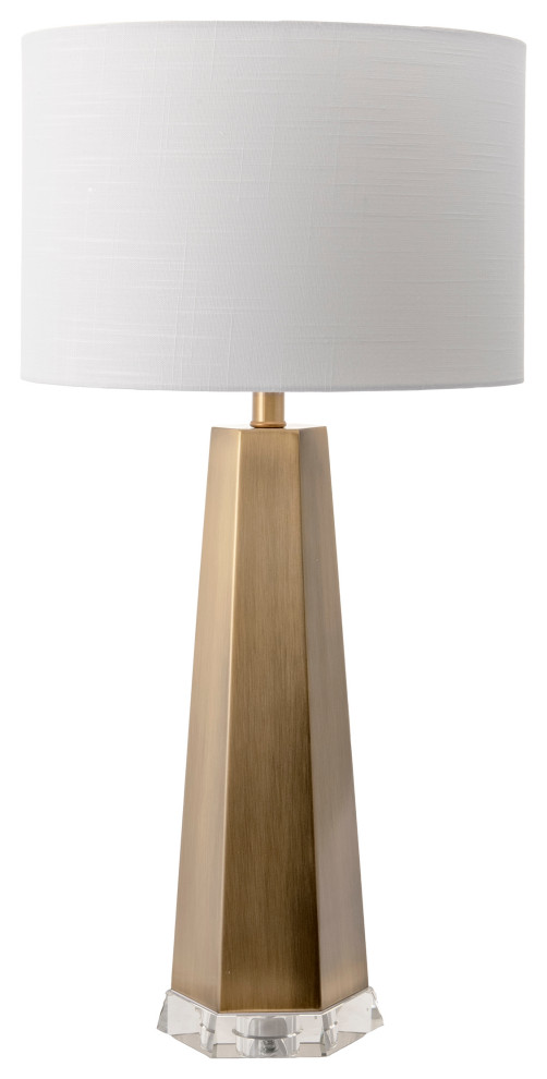 Nuloom 30" Ombre Metal Obelisk Linen Shade Brass Table Lamp