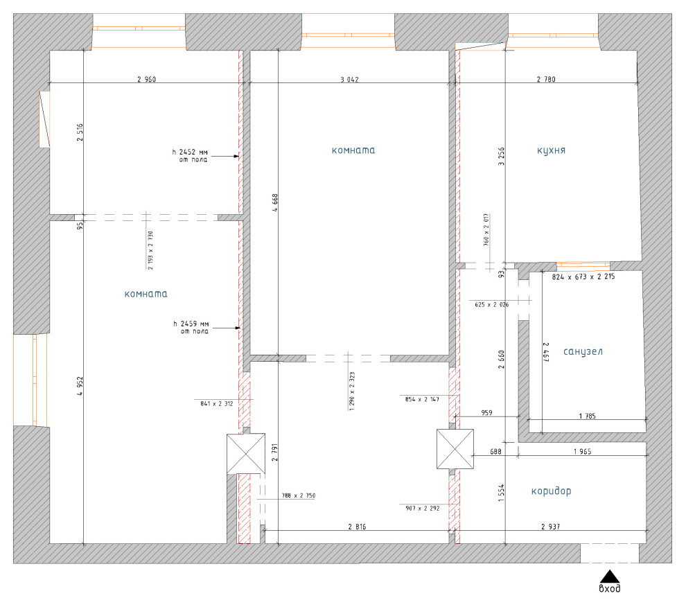 План квартиры до перепланировки