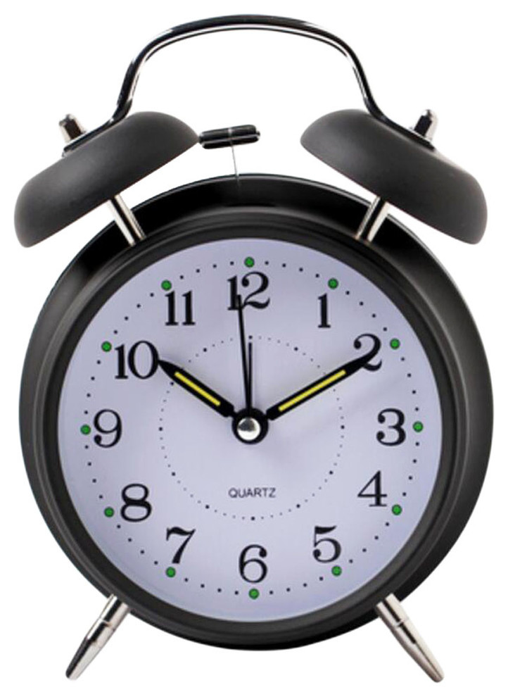 Simple Alarm Clock, Metal Wake Up Alarm Clock With Night, Light 4