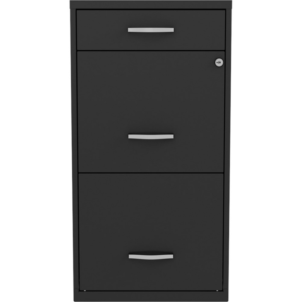 UrbanPro 18" Deep 3 Drawer Metal Organizer File in Balck Transitional Filing