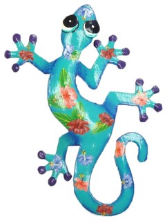 8/" GECKO LIZARD BB METAL WALL HANGING TROPICAL TIKI GARDEN ART DECOR OUTDOOR