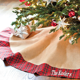 Suzanne Kasler Burlap & Red Plaid Tree Skirt - Farmhouse - Christmas ...