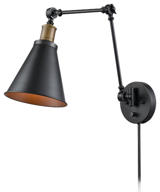 Rustic Wall Sconces Black Swing Arm Hardwired Plug In Sconce Type A Rustic Wall Sconces Black Swing Arm Hardwired Plug In Sconce Type A